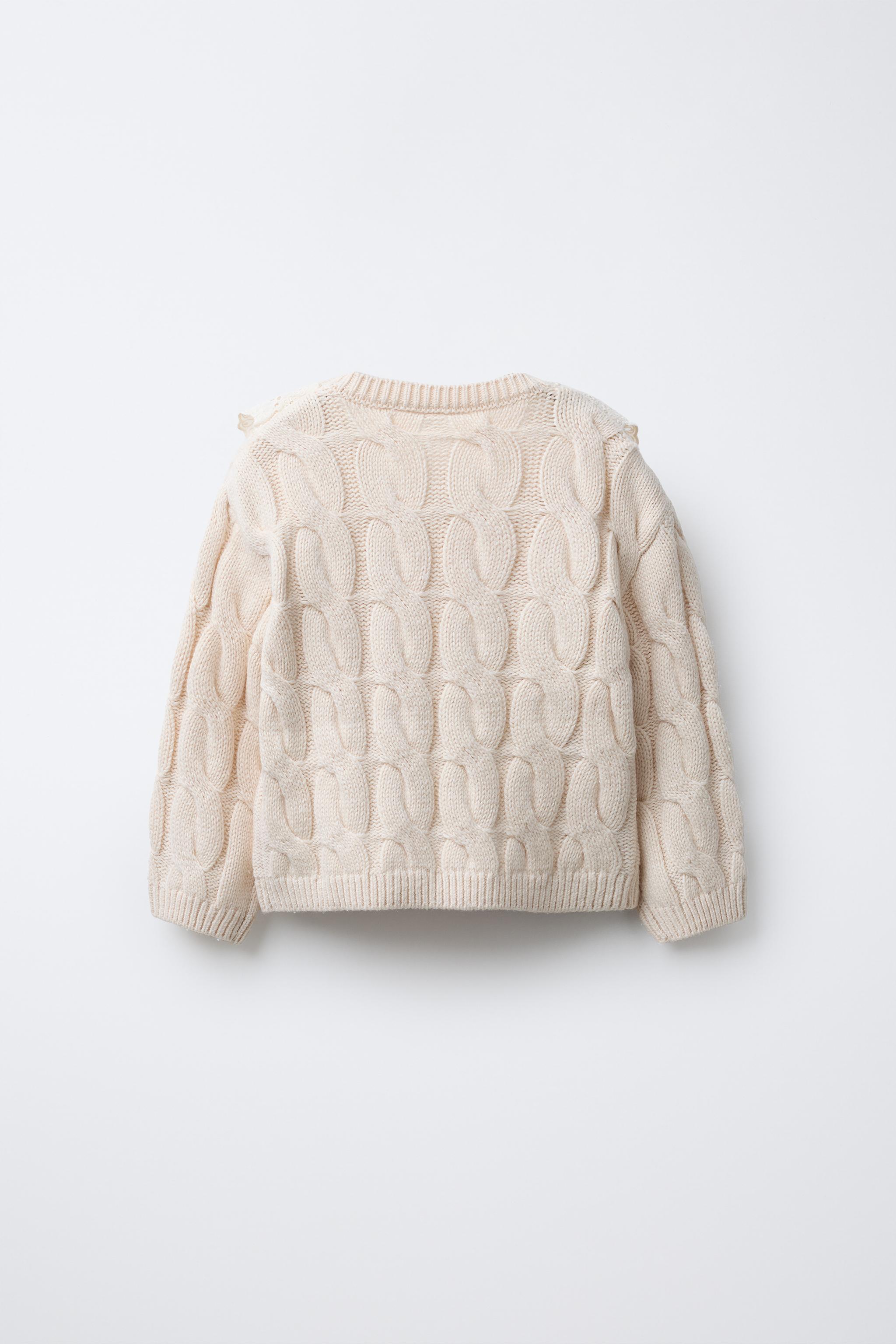 CABLE KNIT SWEATER WITH LACE COLLAR